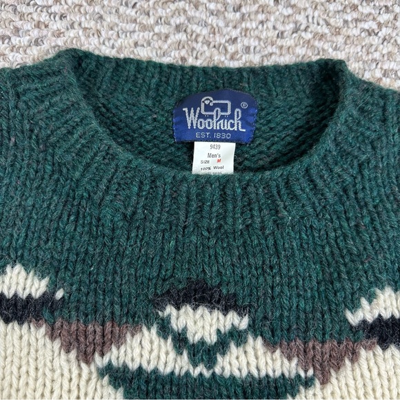 Vintage Woolrich Deer Buck 100% Wool Sweater Crewneck Mens Size Medium - Picture 2 of 7